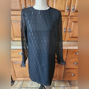 Banana Republic Sheer Black Long Sleeve Dress Size 6